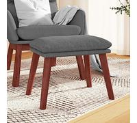Teenpull Repose-pieds gris clair, 45 x 29,5 x 35 cm, tissu ottoman polyvalent pour salon, tabouret confortable avec pieds en bois stables, idéal comme repose-pieds