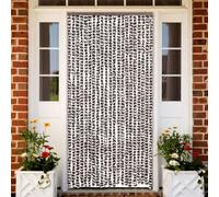 Teenpull Rideau chenille marron blanc 90 x 220 cm, moustiquaire flexible, avec crochets, adaptable pour porte de balcon, porte de terrasse et fenêtre