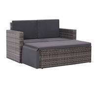 Teenpull Salon de Jardin 2 pièces en résine tressée Grise avec Coussins épais, canapé 2 Places et Tabouret Pliant, mobilier de Patio résistant aux intempéries pour Espace extérieur Confortable