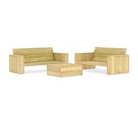 Teenpull Salon de Jardin 3 pcs Bois de pin imprégné mobilier extérieur résistant Ensemble Patio avec 2 bancs et Table à thé pour terrasse Jardin détente Confort