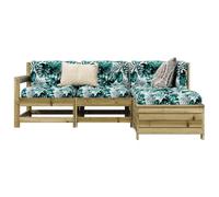 Teenpull Salon de Jardin 4 pcs Bois de pin imprégné Ensemble mobilier extérieur Robuste canapé d'angle et Repose-Pied terrasse Patio Confortable