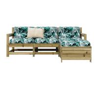 Teenpull Salon de Jardin 4 pcs Bois de pin imprégné Ensemble mobilier extérieur Robuste canapé d'angle et Repose-Pied pour terrasse Jardin Patio Confortable