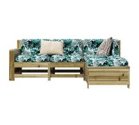 Teenpull Salon de Jardin 4 pcs Bois de pin imprégné Massif avec canapé d'angle, siège Central, canapé accoudoirs et Repose-Pied, mobilier extérieur modulable résistant pour terrasse et Patio