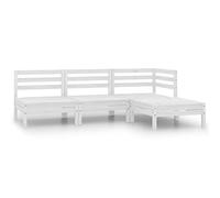 Teenpull Salon de Jardin 4 pcs Bois de pin Massif Blanc Ensemble mobilier extérieur canapé d'angle canapé Central Repose-Pied Durable pour terrasse Jardin Patio détente