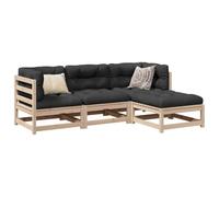 Teenpull Salon de Jardin 4 pcs Bois Massif de pin Naturel Ensemble modulable canapé d'angle siège Central Repose-Pied mobilier extérieur Confortable pour terrasse Patio Jardin