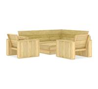 Teenpull Salon de Jardin 4 pcs en Bois de pin imprégné résistant Ensemble mobilier extérieur Chaise Banc d'angle Table à thé pour terrasse Patio détente Confort