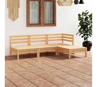 Teenpull Salon de Jardin 4 pcs en Bois de pin Massif canapé d'angle, canapé Central et Repose-Pied pour terrasse Jardin mobilier extérieur Durable et Confortable