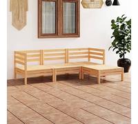 Teenpull Salon de Jardin 4 pcs en Bois de pin Massif Ensemble mobilier extérieur canapé d'angle Central Repose-Pied Durable pour terrasse Jardin Patio détente