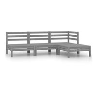 Teenpull Salon de Jardin 4 pcs en Bois de pin Massif Gris, Ensemble mobilier extérieur modulable, canapé d'angle, canapés centraux et Repose-Pied, idéal terrasse et Jardin détente