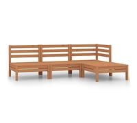 Teenpull Salon de Jardin 4 pcs en Bois de pin Massif Marron Miel Ensemble de Meubles d'extérieur canapé d'angle canapé Central et Repose-Pied pour terrasse Jardin Patio
