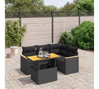 Teenpull Salon de Jardin 5 pcs avec Coussins Noir résine tressée mobilier extérieur canapé Table réglable Ensemble Patio Chaise Confortable Durable