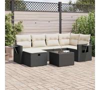 Teenpull Salon de Jardin 7 pcs avec Coussins Noir résine tressée, mobilier extérieur modulable, canapé d'angle et Table, Ensemble Patio Confortable et résistant