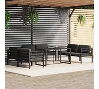 Teenpull Salon de Jardin 7 pièces Aluminium Anthracite avec Coussins Mousse Polyester Ensemble modulable canapé d'angle Table 120x60 cm mobilier extérieur Confortable résistant intempéries