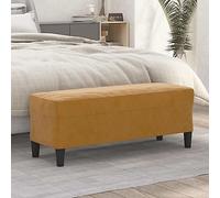 Teenpull SAMTIG Banc marron 100 x 35 x 41 cm en velours doux pour entrée, salon, chambre à coucher, meuble rembourré confortable, siège intérieur polyvalent