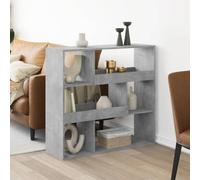 Teenpull Séparateur de pièce, gris béton, 100 x 33 x 94,5 cm, en matériau dérivé du bois, étagère sur pied avec 6 compartiments, bibliothèque polyvalente pour salon, bureau et chambre à coucher