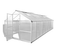 Teenpull Serre en aluminium avec polycarbonate 481 x 250 x 195 cm 23,44 m³ Volume 12 m² Surface au sol 2 fenêtres de toit pour une ventilation optimale Serre stable pour jardin et balcon à la maison