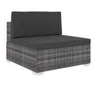 Teenpull Siège Central sectionnel en résine tressée Gris avec Coussins Polyester 70x70x52,5 cm canapé extérieur modulable Chaise Confortable pour mobilier Patio Jardin terrasse