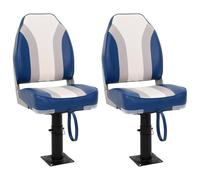 Teenpull Sièges Bateau Lot de 2 piédestal Acier réglable Hauteur 28-45,5 cm pivotant 360° siège Mousse PU Confortable pour voilier Catamaran Navigation croisière Marine Pont