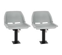 Teenpull Sièges de Bateau Lot de 2 en Plastique Gris avec piédestal pivotant Acier 360 degrés pour voilier Catamaran croisière Navigation Marine Pont Confort Durable