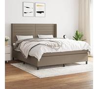 Teenpull Sommier à Lattes de Lit 160x200 cm Taupe, Tissu Polyester Durable, avec Tête de Lit Réglable et Matelas à Ressorts Ensachés, Support Moyen-Dur, Cama Confortable