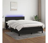 Teenpull Sommier à Lattes de Lit avec Matelas LED Noir 140x200 cm, Tissu Durable, Tête de Lit Réglable, Ressorts Ensachés, Cama