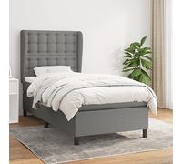 Teenpull Sommier à Lattes de Lit avec Matelas, Tête de Lit Réglable, Tissu Gris Foncé 80x200 cm, Support Mi-Ferme, Ressorts Ensachés
