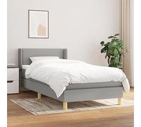Teenpull Sommier à Lattes de Lit avec Matelas, Tissu Gris Clair 90x200 cm, Tête de Lit Réglable, Ressorts Ensachés, Support Mi-Ferme, Confort Optimal