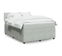 Teenpull Sommier à Lattes de Lit et Matelas Gris Clair 140x190cm, Cadre en Velours Doux, Ressorts Ensachés, Surmatelas Confortable, Soutien Optimal pour Chambre