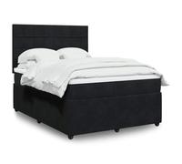 Teenpull Sommier à Lattes de Lit Noir 140x190 cm, Cadre en Velours Doux, avec Matelas à Ressorts Ensachés et Surmatelas Confortable, Tête de Lit Réglable