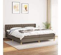 Teenpull Sommier à Lattes de Lit Taupe 200x200 cm, Tissu Durable, avec Tête de Lit Réglable, Matelas à Ressorts Ensachés, Support Moyen-Dur, Relaxation Maximale