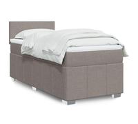 Teenpull Sommier à Lattes de Lit Taupe 90x200 cm avec Tête de Lit Réglable, Matelas à Ressorts Ensachés et Surmatelas Confortable, Cadre de Lit en Tissu Durable pour Chambre