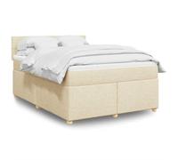 Teenpull Sommier à Lattes Lit avec Matelas, Crème 140x190 cm, Tissu Polyester Durable, Ressorts Ensachés, Surmatelas Confortable, Cadre Robuste pour Chambre