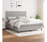 Teenpull Sommier à Lattes Lit avec Matelas, Gris Clair, 180x200cm, Tissu Durable, Tête de Lit Réglable, Ressorts Ensachés, Support Moyen-Dur