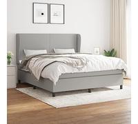 Teenpull Sommier à Lattes Lit avec Matelas, Gris Clair, 180x200cm, Tissu Durable, Tête de Lit Réglable, Ressorts Ensachés