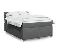 Teenpull Sommier à Lattes Lit avec Matelas, Gris Foncé 160x200cm, Tissu Doux, Tête de Lit Rembourrée, Soutien Ergonomique, Confort Optimal