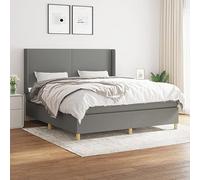 Teenpull Sommier à Lattes Lit avec Matelas, Gris Foncé 180x200cm, Tissu Durable, Tête de Lit Réglable, Ressorts Ensachés, Support Moyen-Dur pour Chambre à Coucher