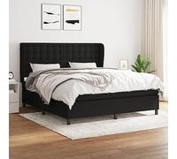 Teenpull Sommier à Lattes Lit avec Matelas, Noir 160x200 cm, Tissu Durable, Tête de Lit Réglable, Ressorts Ensachés, Support Moyen-Dur, Confort Optimal pour Chambre