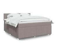 Teenpull Sommier à Lattes Lit avec Matelas Taupe 180x200 cm, Tissu Polyester Durable, Ressorts Ensachés, Surmatelas Confortable, Éclairage LED Ambiance
