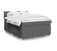 Teenpull Sommier à Lattes Lit avec Matelas, Tête de Lit Réglable, Tissu Gris Foncé 160x200cm, Soutien Optimal, Confort Respirant, Sommeil Réparateur