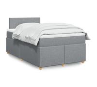 Teenpull Sommier à Lattes Lit avec Tête de Lit 120x190 cm, Tissu Gris Clair, Matelas Ressorts Ensachés Fermeté Moyenne, Surmatelas Housse Lavable, Éclairage LED Ambiance