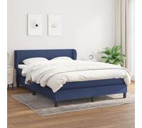 Teenpull Sommier à Lattes Lit Bleu 140x190 cm, Cadre de Lit en Tissu Durable avec Tête Réglable, Matelas à Ressorts Ensachés et Surmatelas Confortable, Support Moyen-Dur