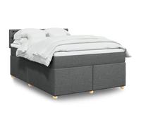 Teenpull Sommier à Lattes Lit Double 160x200cm, Tissu Gris Foncé, avec Matelas Ressorts Ensachés, Surmatelas Mousse, Tête de Lit et Lumières LED Ambiance, Confort Optimal