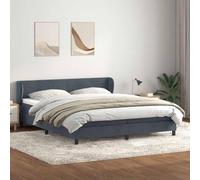 Teenpull Sommier à Lattes Lit Double 180x210cm, Velours Gris Foncé, Tête de Lit Réglable, Matelas à Ressorts Ensachés Confortable, Surmatelas Lavable