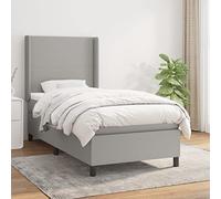 Teenpull Sommier à Lattes Lit Double avec Matelas, Tête de Lit Réglable, Tissu Gris Clair, 100x200cm, Soutien Mi-Ferme, pour Chambre à Coucher