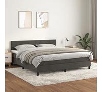 Teenpull Sommier à Lattes Lit et Matelas Gris Foncé 160x200cm, Velours Doux, Tête de Lit Réglable, Ressorts Ensachés Confort Moyen-Dur, Ensemble Complet