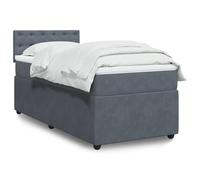 Teenpull Sommier à Lattes Lit et Matelas, Gris Foncé 90x190 cm, Velours Doux, Ressorts Ensachés, Surmatelas Confortable, Cadre Robuste pour Chambre