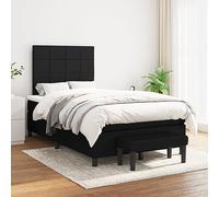 Teenpull Sommier à Lattes Lit Noir 120x200 cm, Tissu Durable avec Tête de Lit Réglable, Matelas Ressorts Ensachés Ferme, Surmatelas Doux, Banc