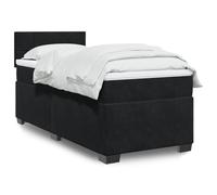Teenpull Sommier à Lattes Lit Simple 90x190 cm Noir en Velours, Cadre de Lit avec Tête de Lit, Matelas à Ressorts Ensachés, Surmatelas Confortable et Lumières LED Ambiance