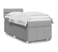 Teenpull Sommier à Lattes Lit Simple 90x190 cm, Tissu Gris Clair, Matelas Ressorts Ensachés, Tête de Lit Réglable, Surmatelas Confortable