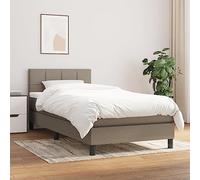 Teenpull Sommier à Lattes Lit Taupe 90x200 cm avec Tête de Lit Réglable, Cadre en Tissu Durable, Matelas à Ressorts Ensachés Confort Moyen-Dur, Relaxation Optimale